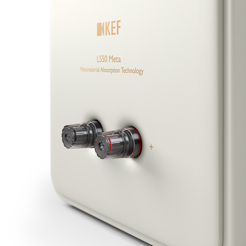 KEF LS50 Meta Bookshelf Speakers Mineral White (Pair) — rear panel and binding posts