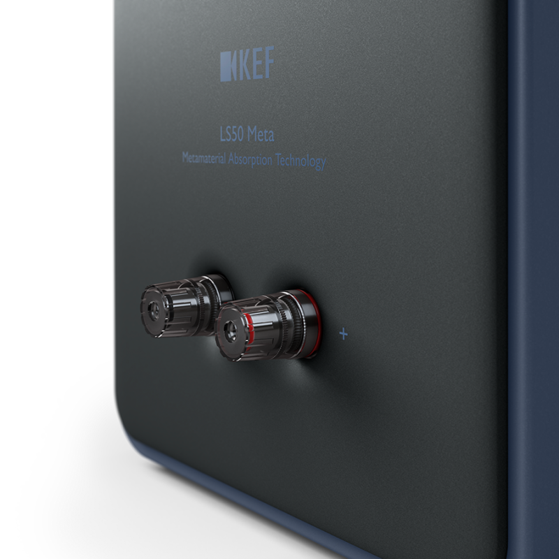 KEF LS50 Meta Bookshelf Speakers Royal Blue (Pair) — rear panel and binding posts