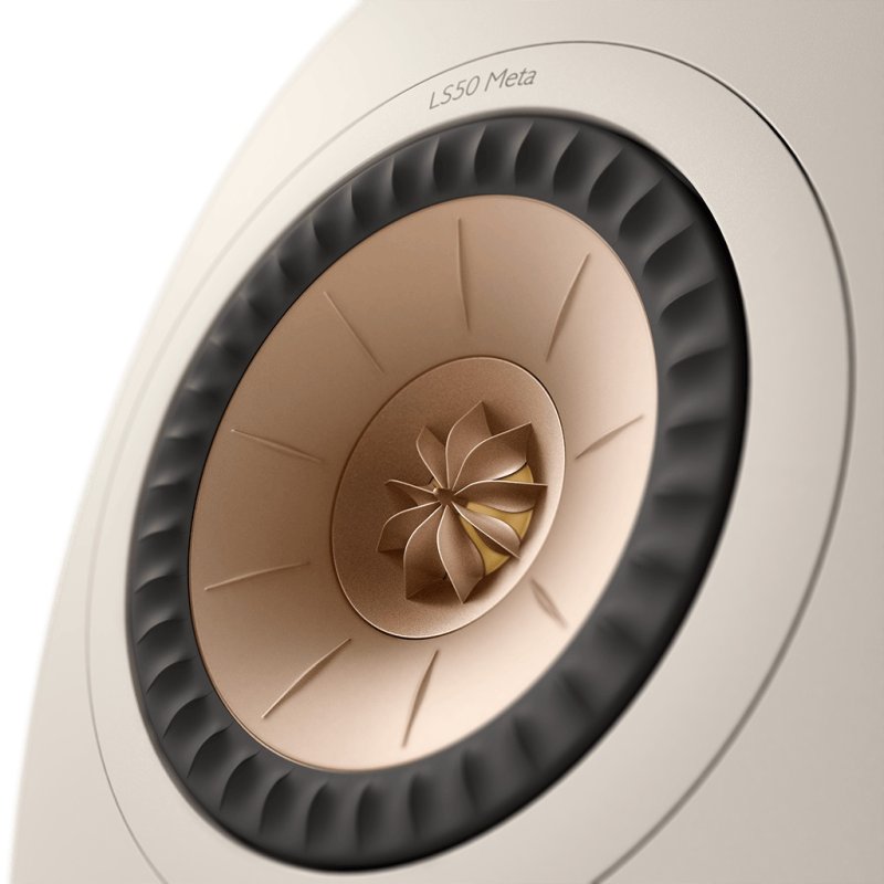 KEF LS50 Meta Bookshelf Speakers Sand Shell (Pair) - Uni-Q driver close-up