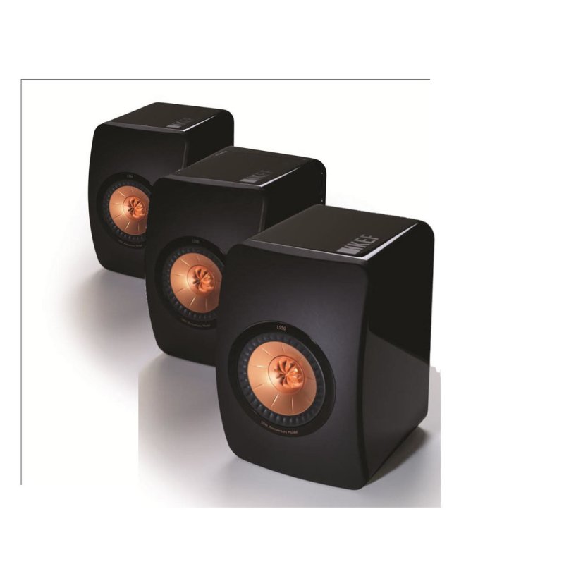 KEF LS50 Monitor AV 3.0 — three speakers in alternative angled arrangement