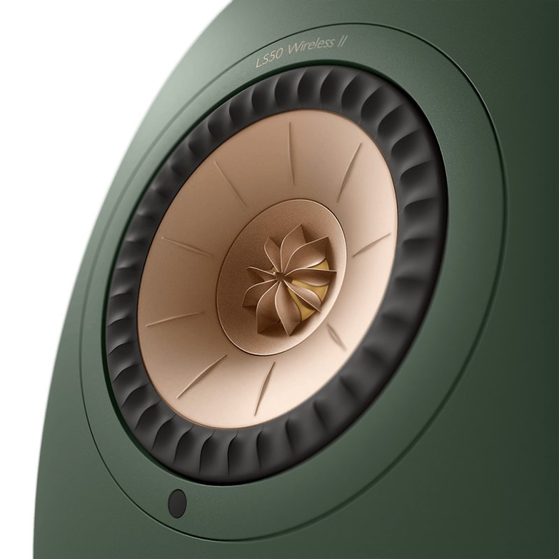 KEF LS50 Wireless II Moss Green Uni-Q driver detail