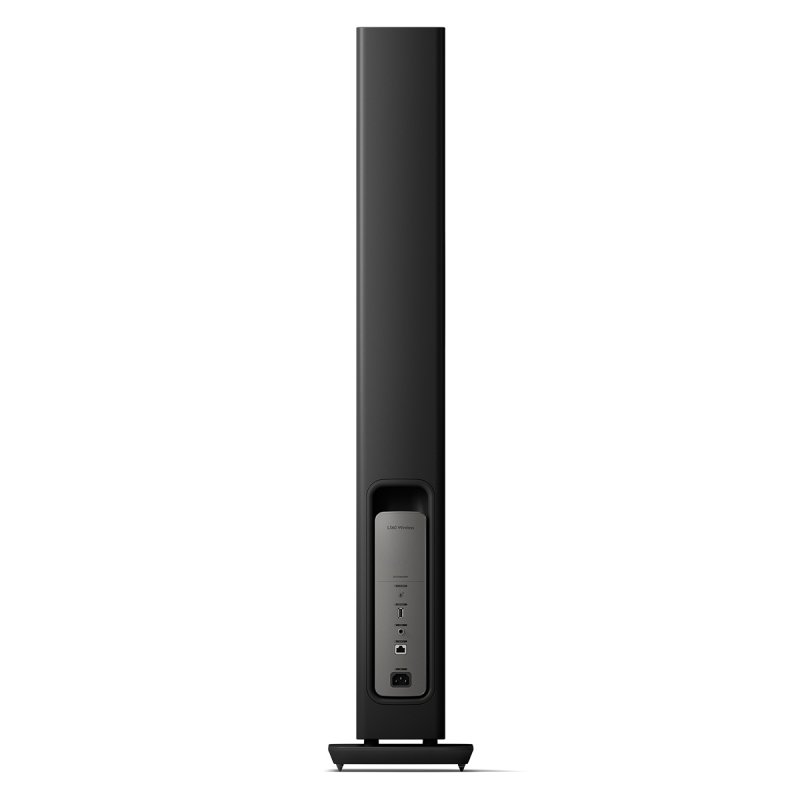 KEF LS60 Wireless Floorstanding Speakers Carbon Black (Pair), rear view of the secondary speaker