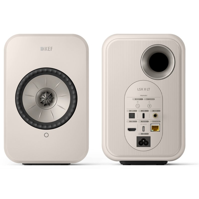 KEF LSX II LT Stone White - front and rear panel side by side (pair)