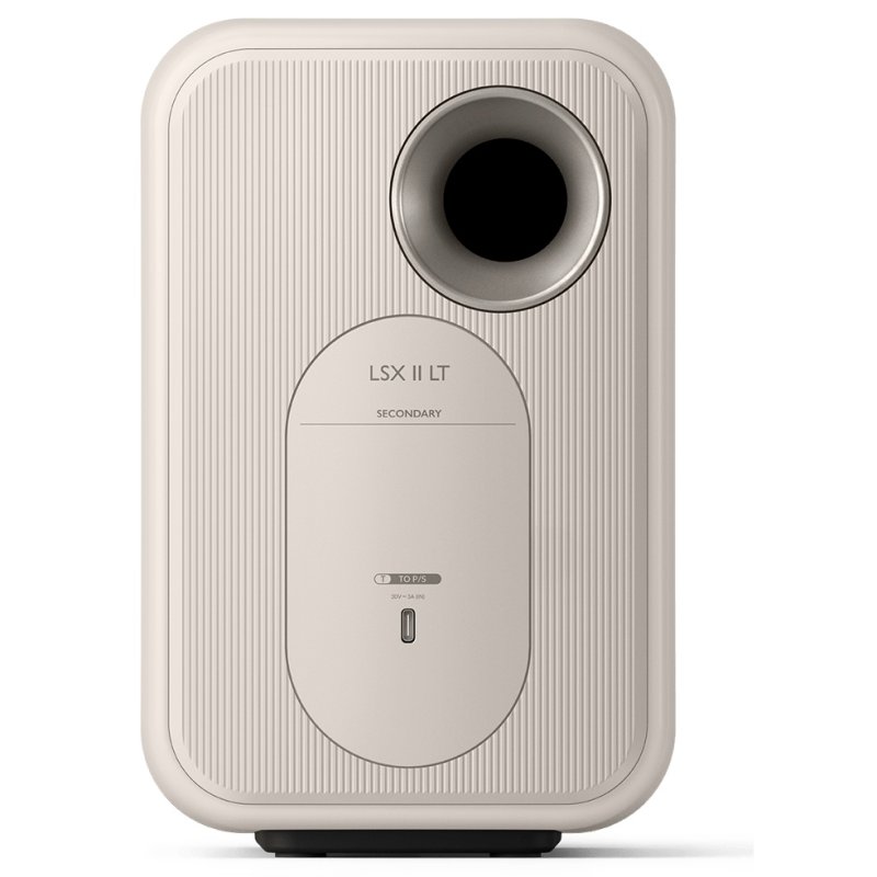 KEF LSX II LT Stone White - secondary speaker rear panel with USB-C interspeaker connection (single speaker)