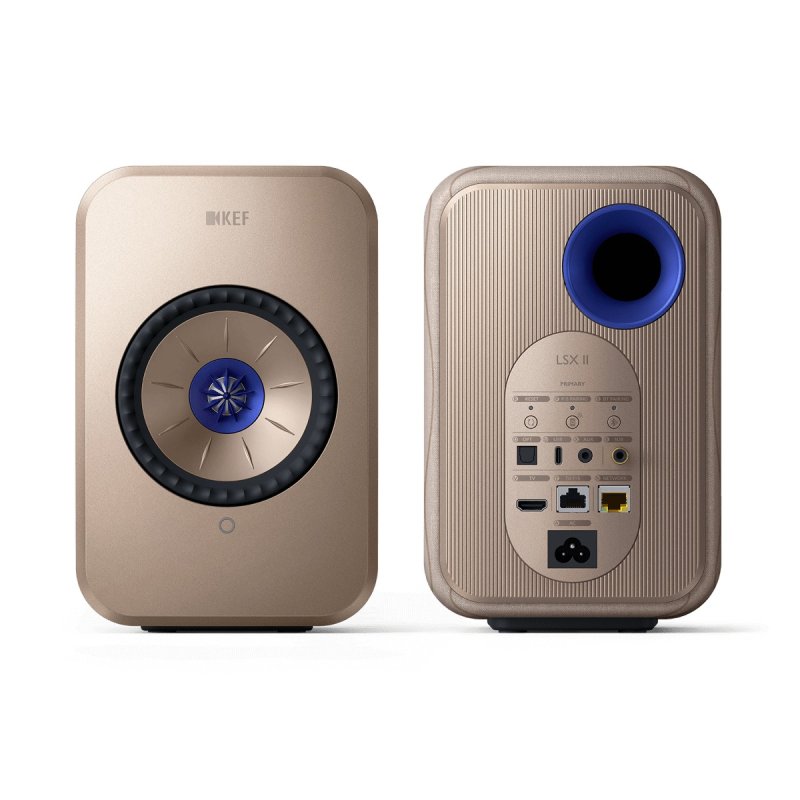KEF LSX II Soundwave Edition - front and rear view showing primary speaker connections
