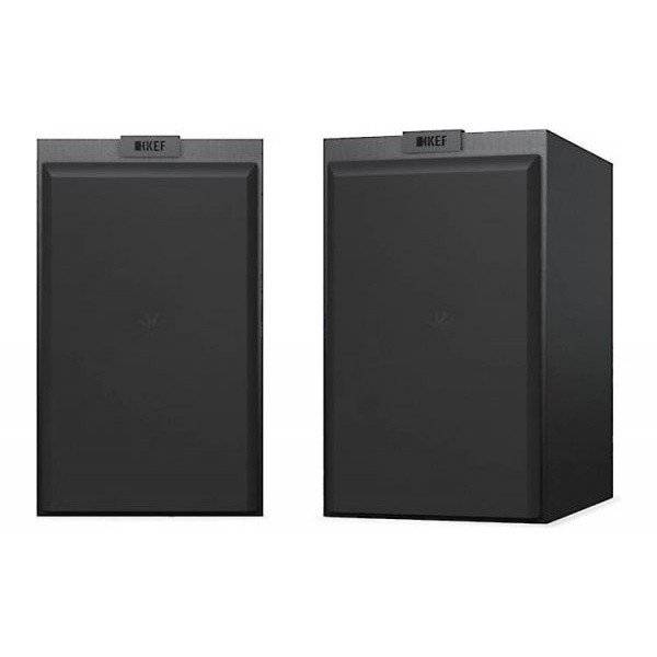 KEF Q150 Bookshelf Speakers Satin Black (Pair) — front view (grilles on)