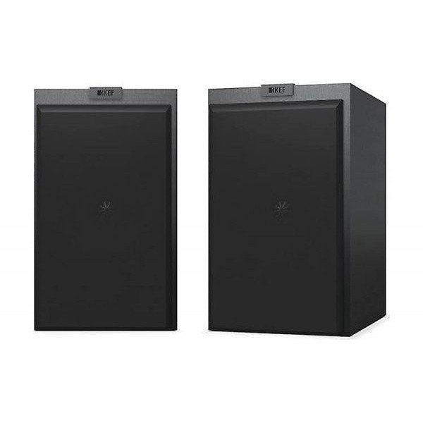 KEF Q350 Bookshelf Speakers Satin Black (Pair) — front view (grille on)