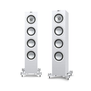 KEF Q550 Floorstanding Speakers Satin Black — rear three-quarter view showing Uni-Q driver array