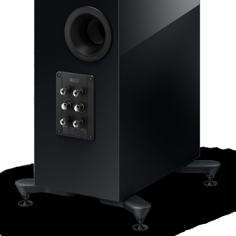 KEF R11 Floorstanding Speakers Gloss Black (Pair) — bi-wire terminal panel