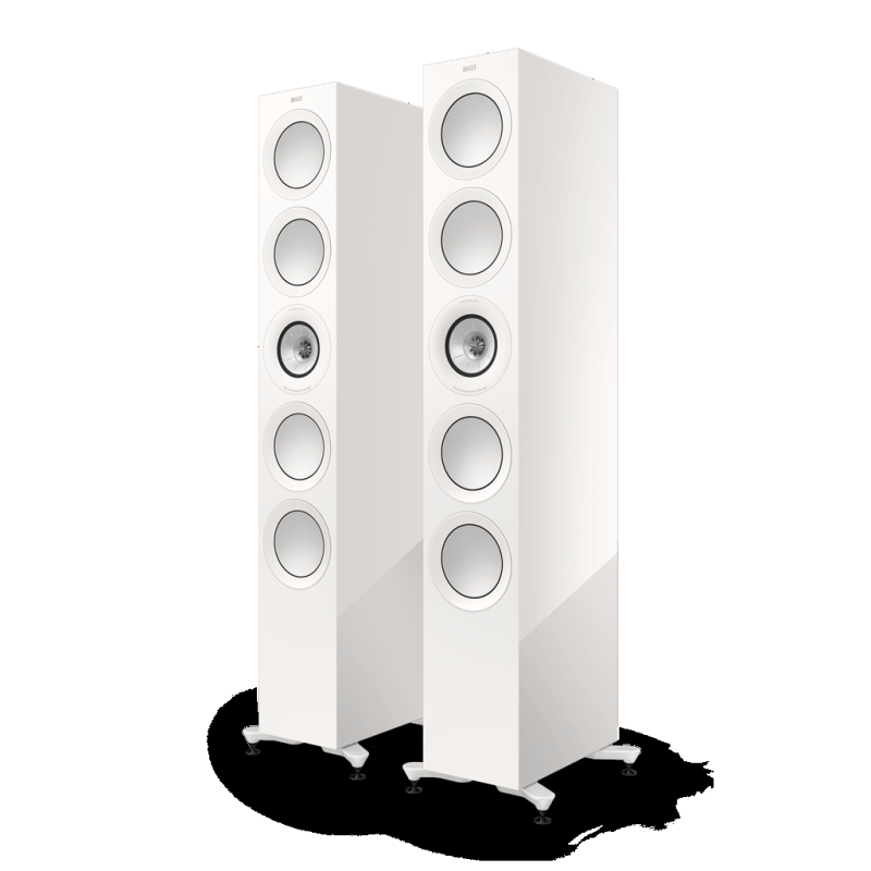 KEF R11 Floorstanding Speakers Gloss White (Pair) — pair view