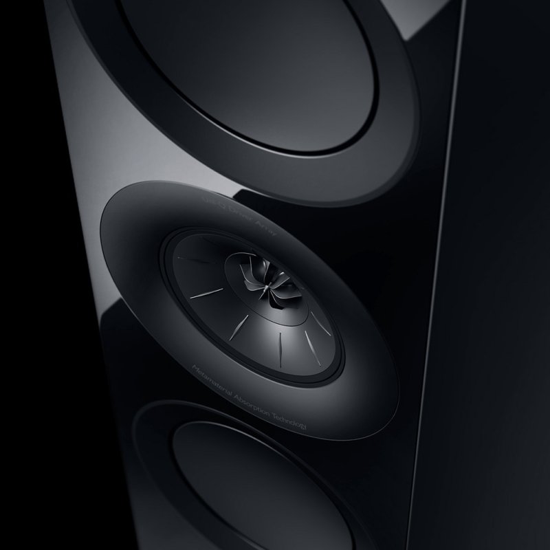 KEF R11 Meta Floorstanding Speakers Black Gloss (Pair): 12th-generation Uni-Q driver array close-up