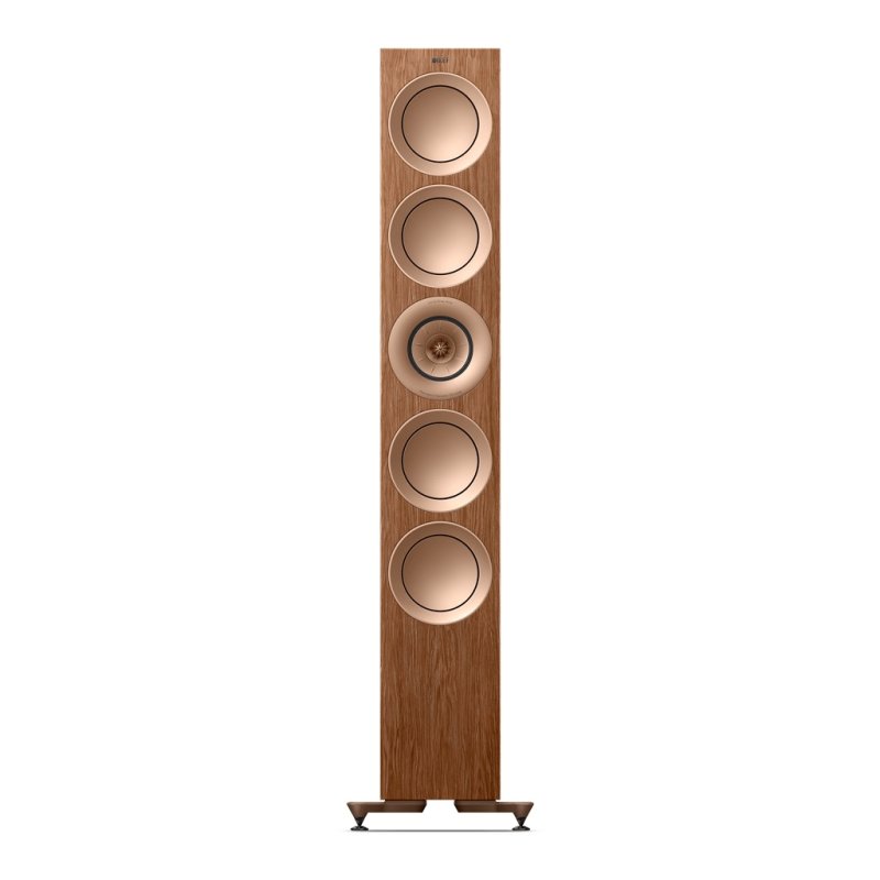 KEF R11 Meta Floorstanding Speakers Walnut (Pair): single speaker front view
