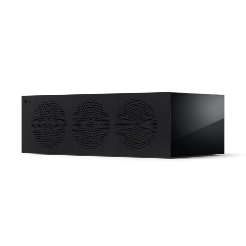 KEF R2 Meta Centre Speaker Black Gloss, with magnetic grille fitted