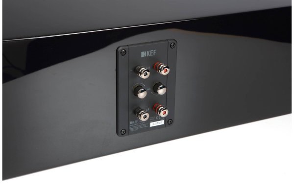 KEF R2c rear panel showing bi-wire binding post terminals
