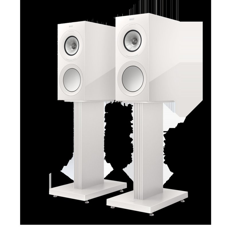 KEF R3 Meta Standmount Speakers White (Pair) — with stands