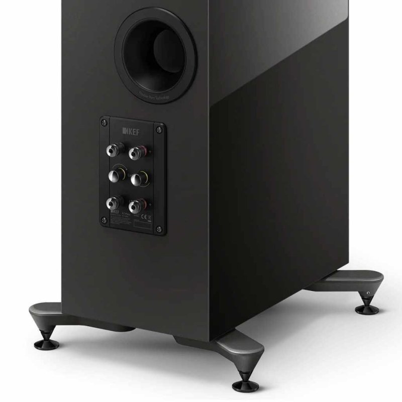 KEF R7 Meta Floorstanding Speakers Black (Pair) — rear panel close-up