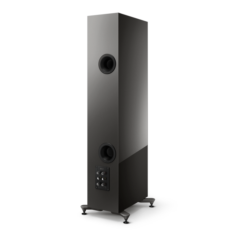 KEF R7 Meta Floorstanding Speakers Black (Pair) — rear three-quarter view