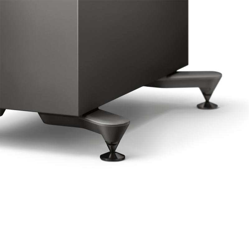 KEF R7 Meta Floorstanding Speakers Black (Pair) — plinth and spike detail