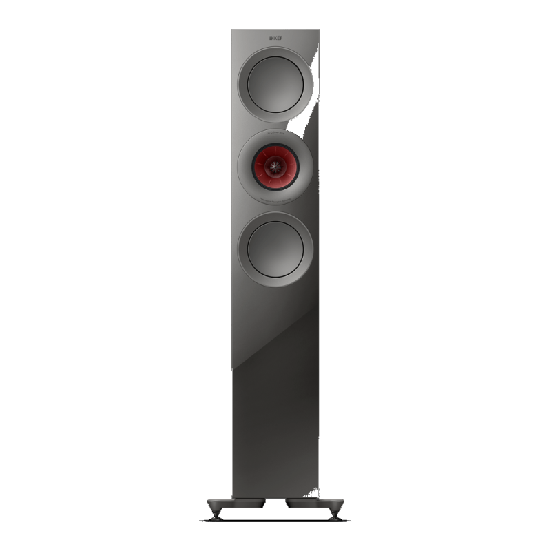 KEF R7 Meta Floorstanding Speakers Titanium Grey (Pair) — single speaker front view