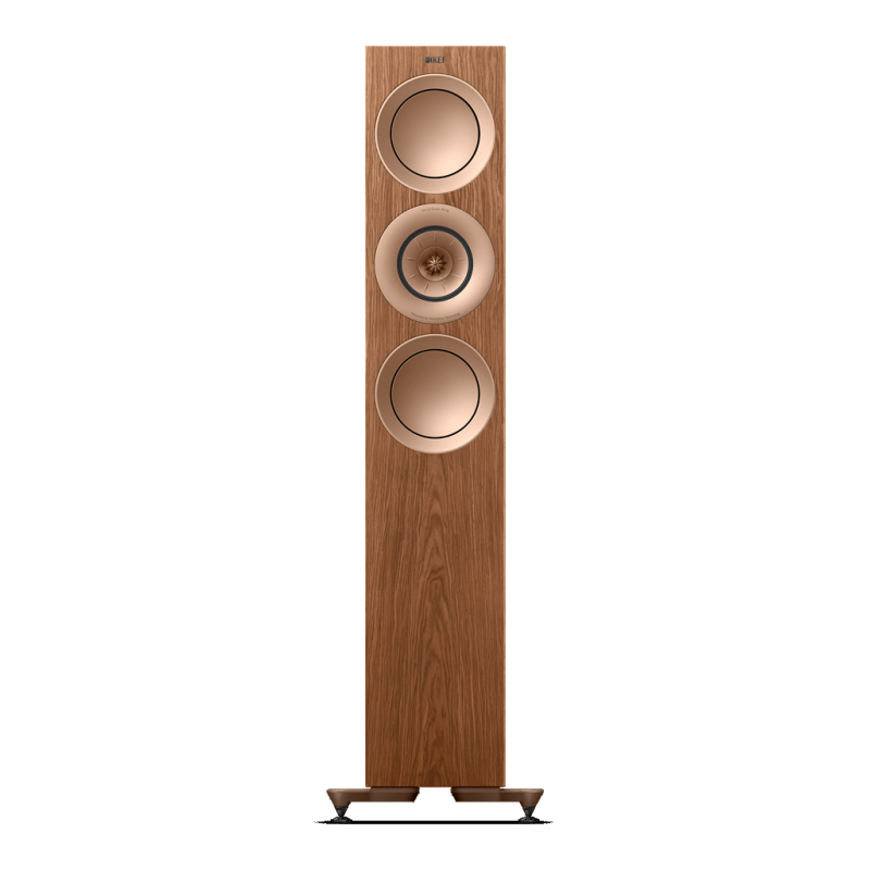 KEF R7 Meta Floorstanding Speakers Walnut (Pair) — single speaker front view
