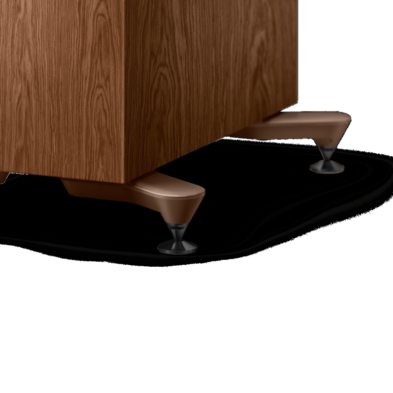 KEF R7 Meta Floorstanding Speakers Walnut (Pair) — plinth and spike detail