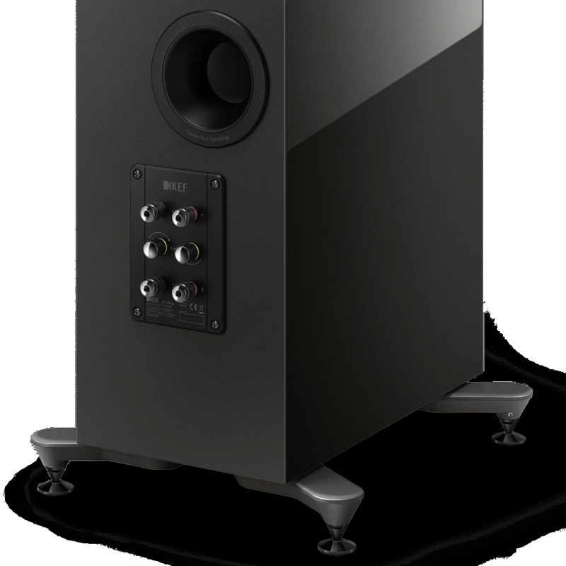 KEF R7 Meta Floorstanding Speakers White (Pair) — rear panel close-up