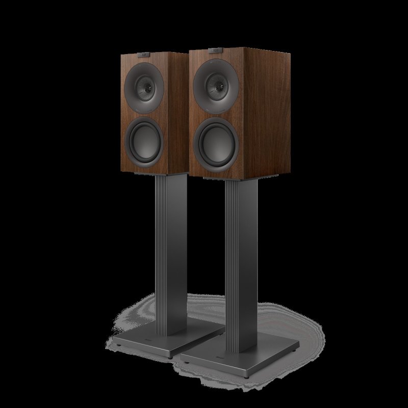 KEF SQ1 Floor Stand Slate Grey - Side View with Speakers