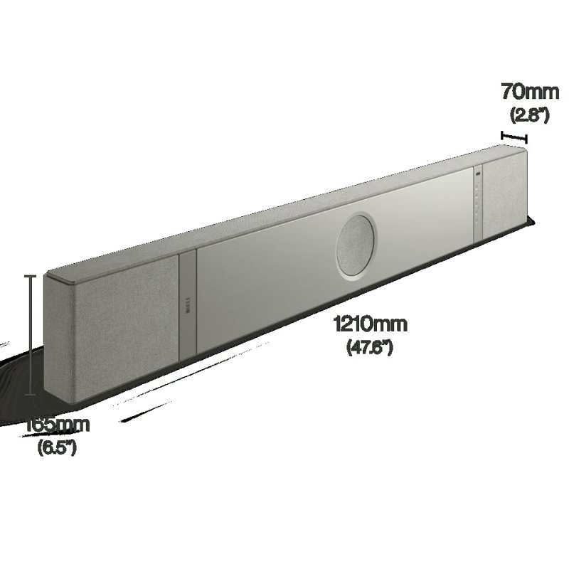 KEF XIO dimensions: 1210mm x 165mm x 70mm