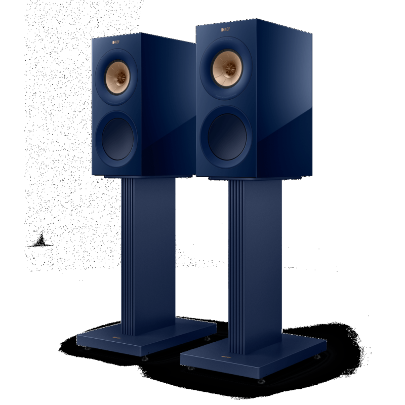 KEF S3 Floor Stand Indigo Blue with speakers pair
