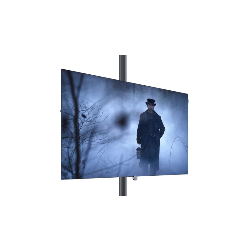 Loewe Bild i 55 OLED Television — side angle view (with floor-to-ceiling mount)