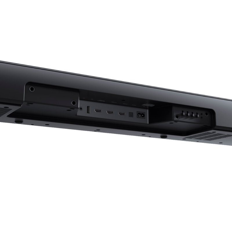 Loewe Klang Bar 5 MR connection panel close-up showing HDMI and audio inputs