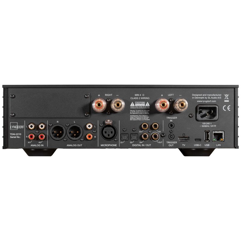Lyngdorf TDAI-2210 Streaming Integrated Amplifier rear panel connections