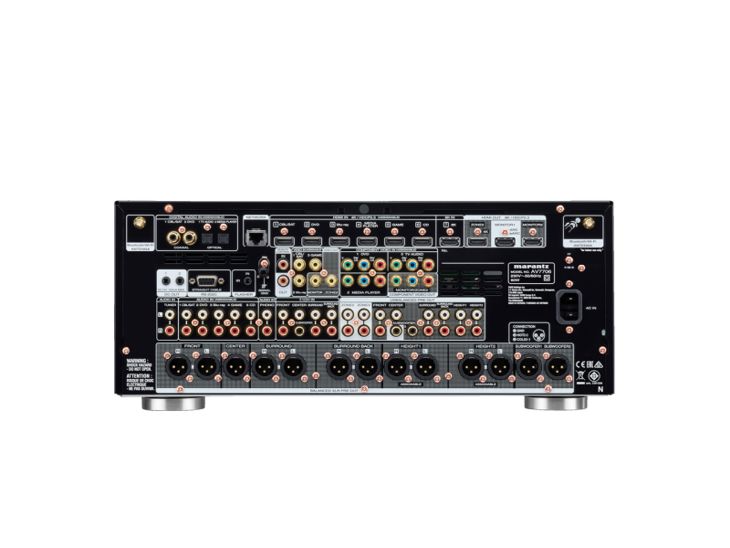 Marantz AV7706 Premium 11.2 Channel PreAmp/Processor - Black rear view
