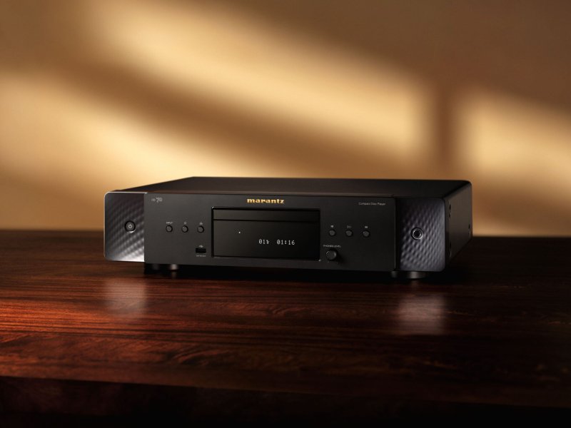 Marantz CD 70 Black on a wooden cabinet