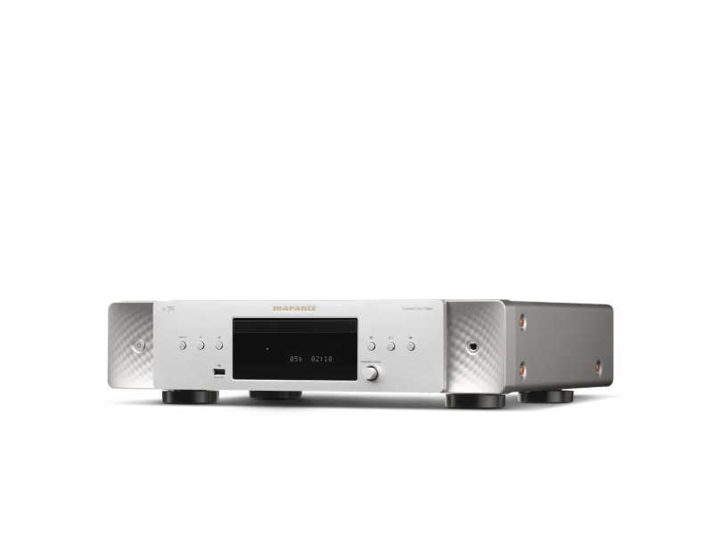 Marantz CD 70 CD Player Silver Gold angled view from the left
