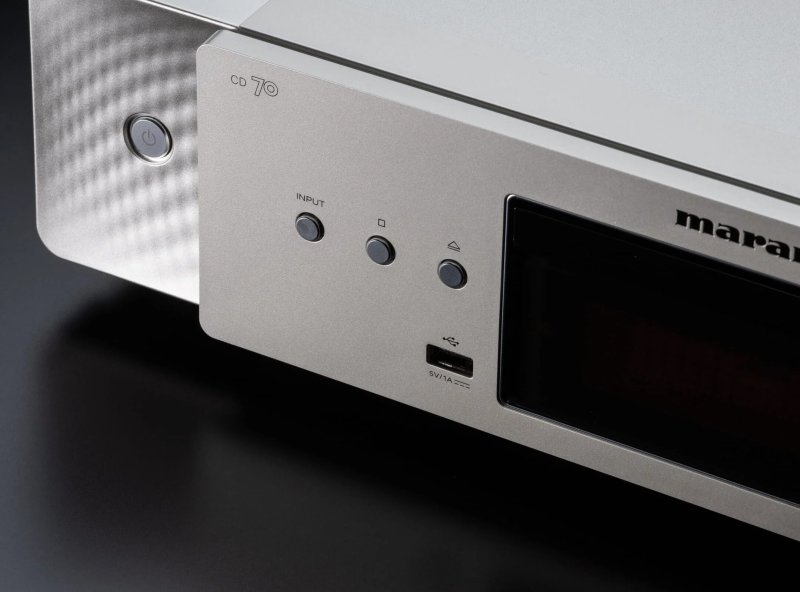 Marantz CD 70 Silver Gold front panel USB input close up