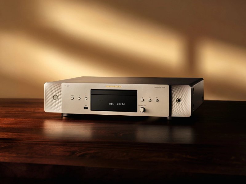 Marantz CD 70 Silver Gold on a wooden cabinet