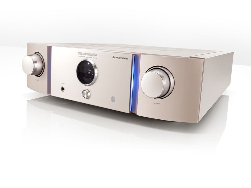 Marantz PM-12SE Special Edition Integrated Amplifier Silver Gold — hero angle view