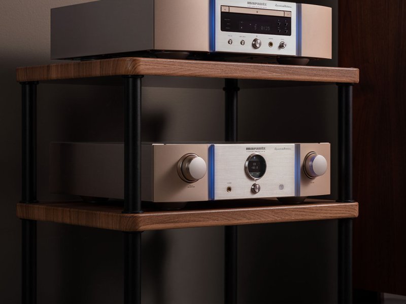 Marantz PM-12SE Special Edition Integrated Amplifier Silver Gold — lifestyle on rack