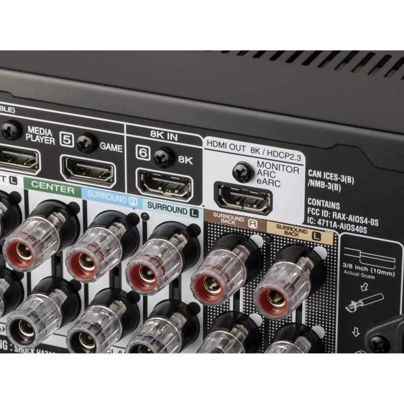 Marantz NR1711 7.2 Channel 8K AV Receiver Silver Gold — rear panel close-up