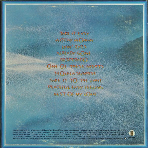 Eagles - Their Greatest Hits 1971-1975 LP back cover tracklist