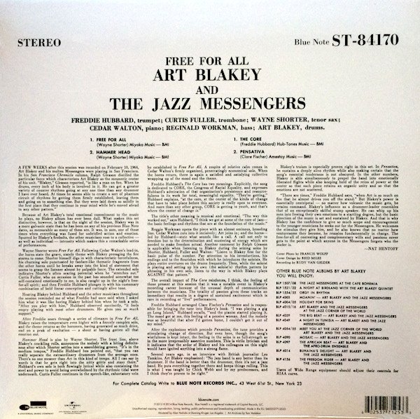 Art Blakey & The Jazz Messengers - Free For All (LP) back cover