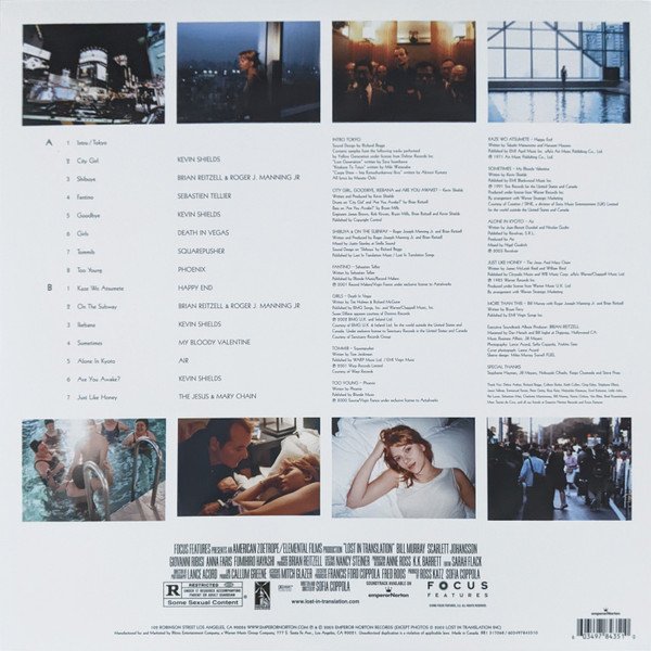 Various Artists - Lost In Translation (OST) (LP) - Back Cover and Tracklist