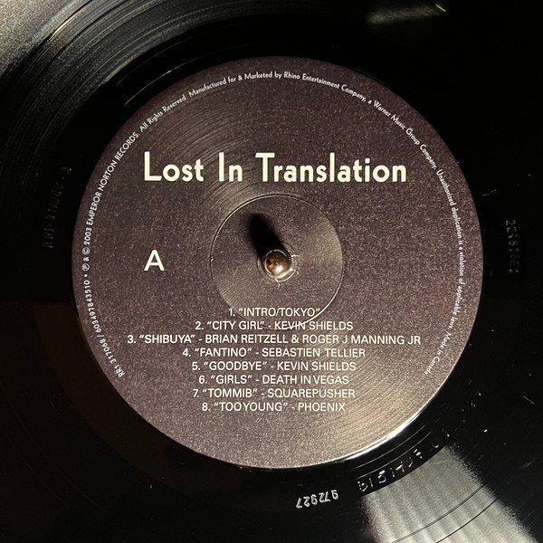 Various Artists - Lost In Translation (OST) (LP) - Record Label Side A