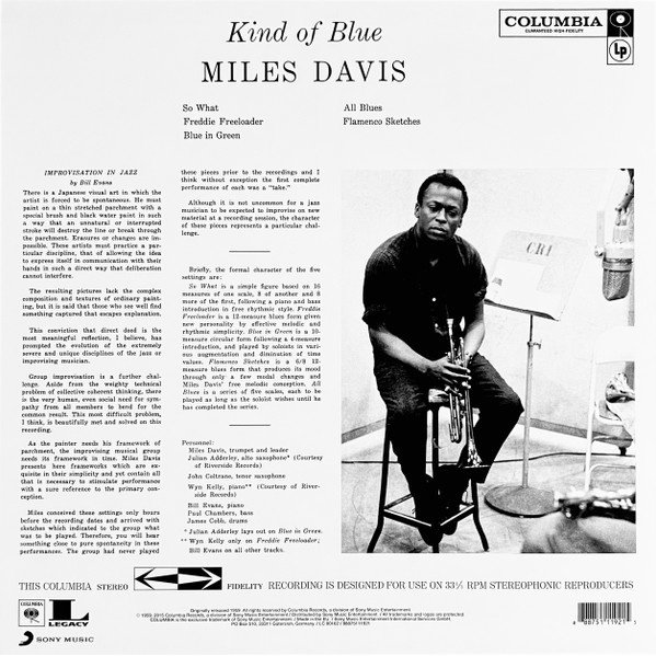 Miles Davis - Kind of Blue [2015 Remaster] (LP) back cover