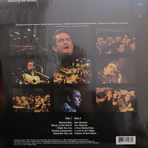 Johnny Cash - At San Quentin (LP) back cover
