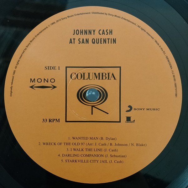 Johnny Cash - At San Quentin (LP) Side 1 label