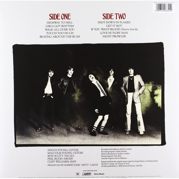 AC/DC - Highway To Hell (LP) Vinyl - back cover