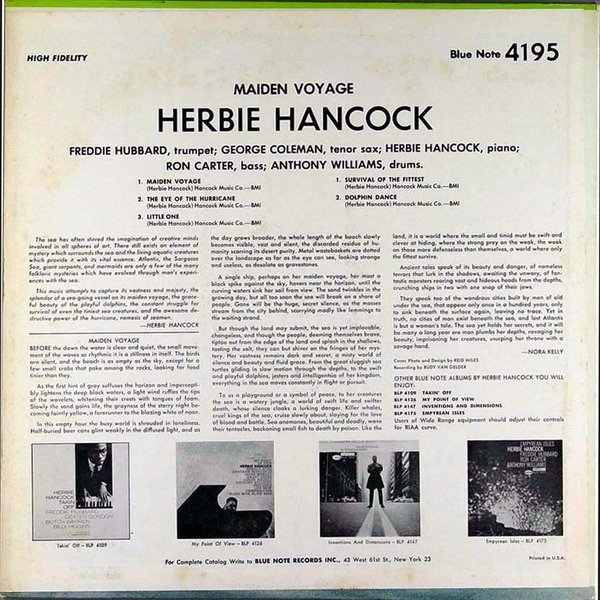 Herbie Hancock - Maiden Voyage - back cover with tracklist