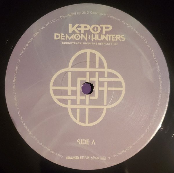 KPOP Demon Hunters LP Side A label on black vinyl